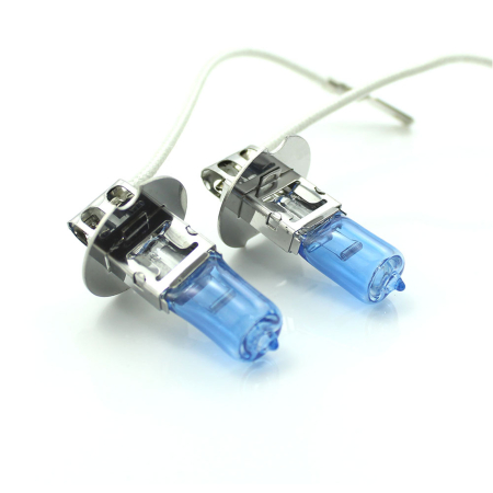 Electrica si Electronice Auto - Set 2 Becuri Auto Halogen H3 Carguard Long Life, +100% Intensitate, Efect Alb Xenon, 12V, 55W, Proiectoare Ceata