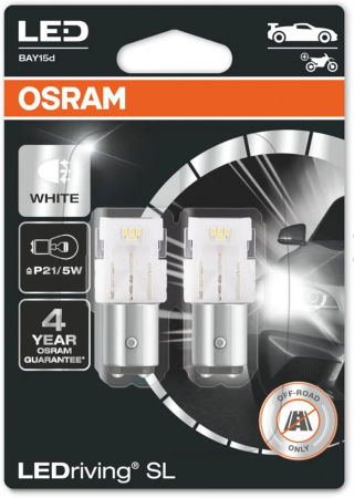 Auxiliare LED - Set 2 becuri auxiliare LED P21/5W 12V Osram White Blister 6000K