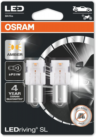 Auxiliare LED - Set 2 Osram LED P21W 12V amber (portocaliu) blister