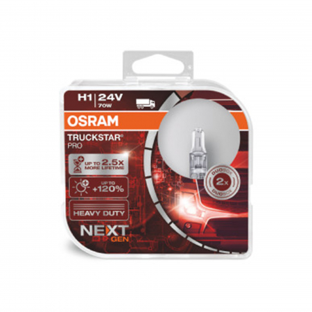 Set 2 becuri camion H1 24V 70/75W Osram Truckstar PRO +120%