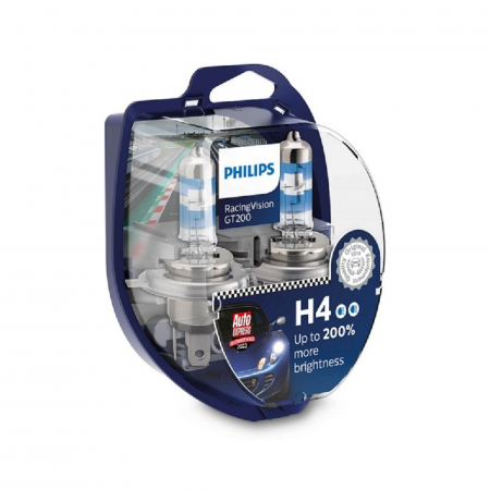 Halogen - Set 2 Becuri Far H4 60/55W 12V Racing Vision GT200 Philips