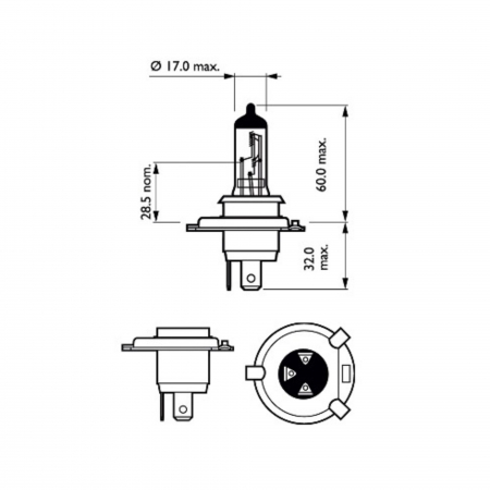 Set 2 Becuri Far H4 P43T 60/55W 12V Vision Philips [2]