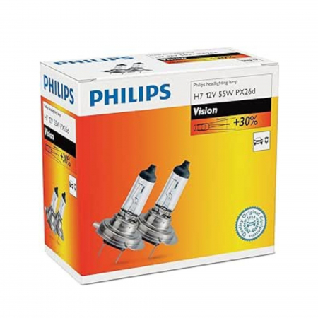 Halogen - Set 2 Becuri Far H7 55W 12V Vision Philips