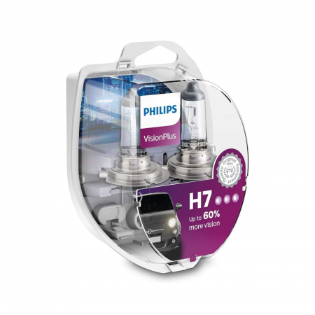 Electrica si Electronice Auto - Set 2 Becuri Far H7 55W 12V Vision Plus (Cutie) Philips