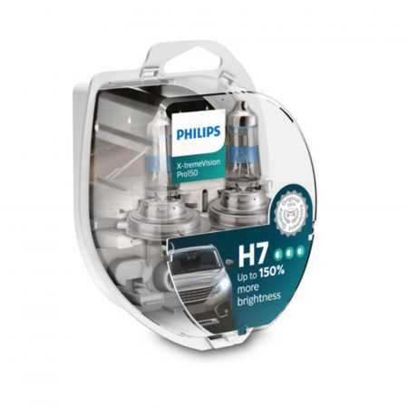 Halogen - Set 2 Becuri Far H7 55W 12V X-treme Vision Pro150 Philips