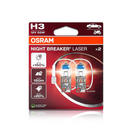 Halogen - Set 2 becuri H3 55 W Osram Night Breaker Laser NextGen +150%