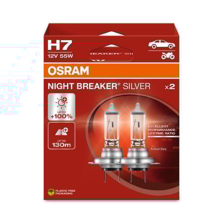 Set 2 becuri H7 55W Osram Night Breaker Silver +100%