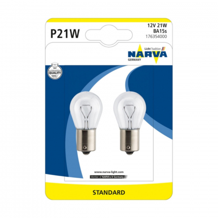 Becuri Auto - Set 2 Becuri P21W 12V BA15S Blister Narva