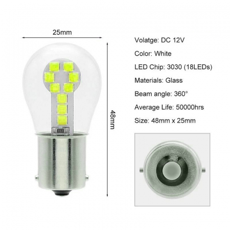Set 2 LED P21/5W 18 SMD technology pentru semnalizare alb pur [1]