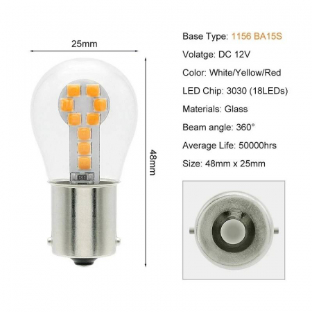 Set 2 LED P21/5W 18 SMD technology pentru semnalizare portocaliu [1]