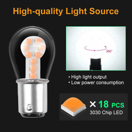 Set 2 LED P21/5W 18 SMD technology pentru semnalizare portocaliu [5]