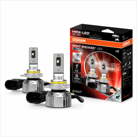 LED Omologat RAR - Set 2 LED Osram Night Breaker LED Smart HIR2 Street Legal +330%