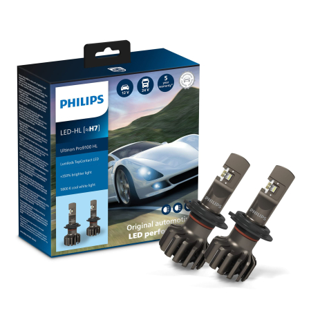 Electrica si Electronice Auto - Set 2 LED-uri H7 PHILIPS Ultinon Pro9100 HL - +350% Lumină, 5800K, 5000 Ore