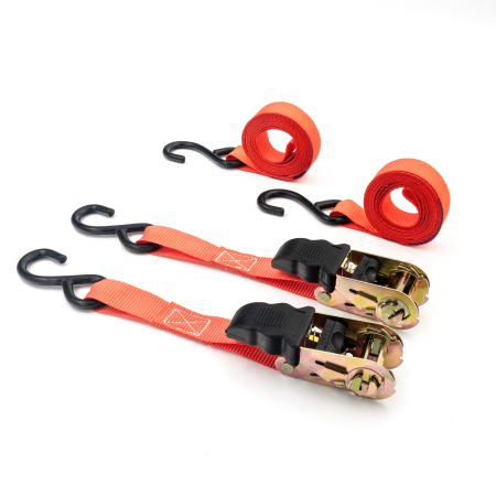 Branduri - Set 2 Chingi de Ancorare cu Clichet Carguard, 680 kg/chingă, 25mm x 3m, Cârlige Duble J