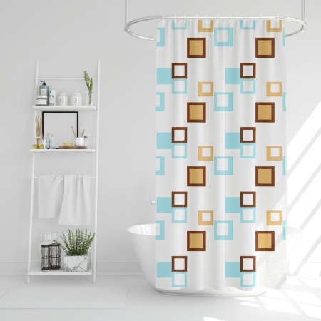 Set perdea de duș 180 x 180 cm - Inclus burete lung de baie, fără BPA [4]