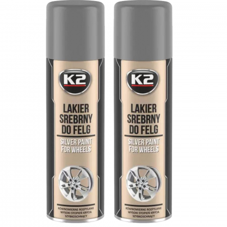 Branduri - Pachet 2 x vopsea argintie K2 pentru jante 500ml