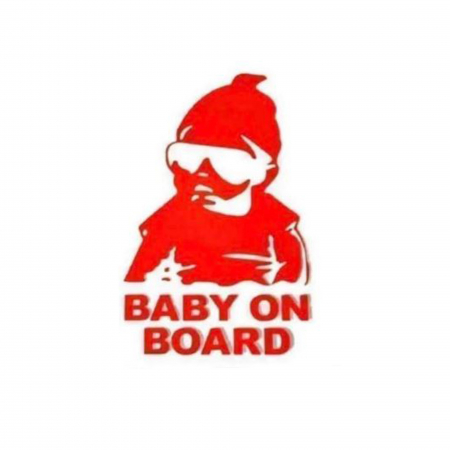Accesorii Auto - Sticker autocolant Baby on Board, rosu