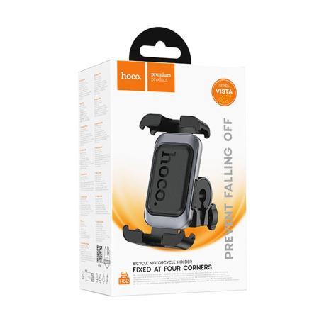 Branduri - Suport Telefon Moto / Bicicletă Hoco H82, Prindere Ghidon (Fixed Corners), Metalic, Gri