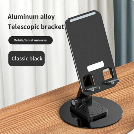 Suport birou pentru telefon/ tableta rotativ 360 aluminiu negru [4]