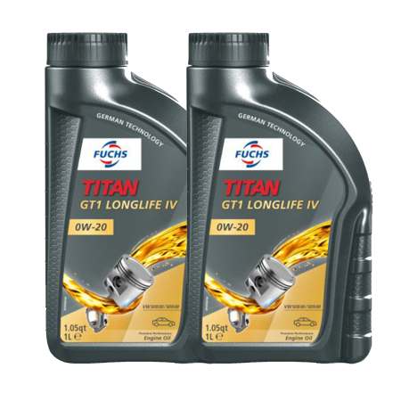 Branduri - Pachet 2 Litri (2x 1L) - Ulei de Motor Fuchs TITAN GT1 LongLife IV 0W-20 (VW 508.00/509.00, Porsche C20)