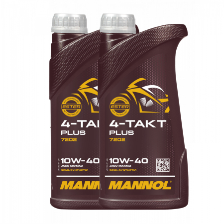 Moto - Pachet 2 litri Ulei Motor MANNOL 4-Takt Plus 10W40 Sintetic cu Ester (Moto 4T, Ambreiaj Umed)