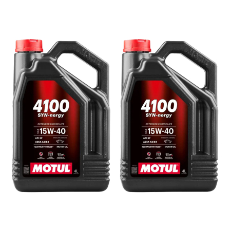 15W40 - Pachet 8 litri ulei Motul 4100 SYN-NER 15W40 – Protecție durabilă și performanță constantă pentru motoare moderne