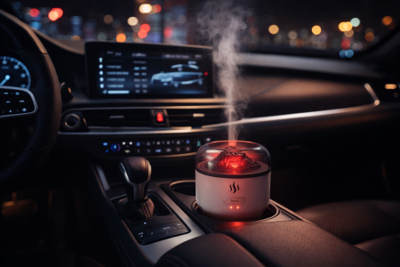 Umidificator Auto si Casa Hoco HX30, Difuzor Aromaterapie, 300ml, Alimentare USB, Lumina Ambientala, Portabil, Alb [2]