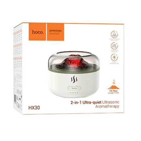 Aparate aromaterapie si wellness - Umidificator Auto si Casa Hoco HX30, Difuzor Aromaterapie, 300ml, Alimentare USB, Lumina Ambientala, Portabil, Alb
