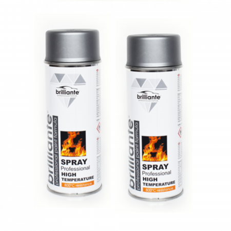 Vopsea Auto - Pachet 2 x Vopsea Spray Brilliante Temperaturi Inalte Argintiu 400 ml