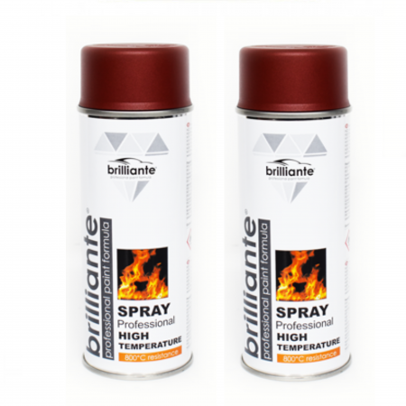 Vopsea Auto - Pachet 2 x Vopsea Spray Brilliante Temperaturi Inalte Rosu 400 ml