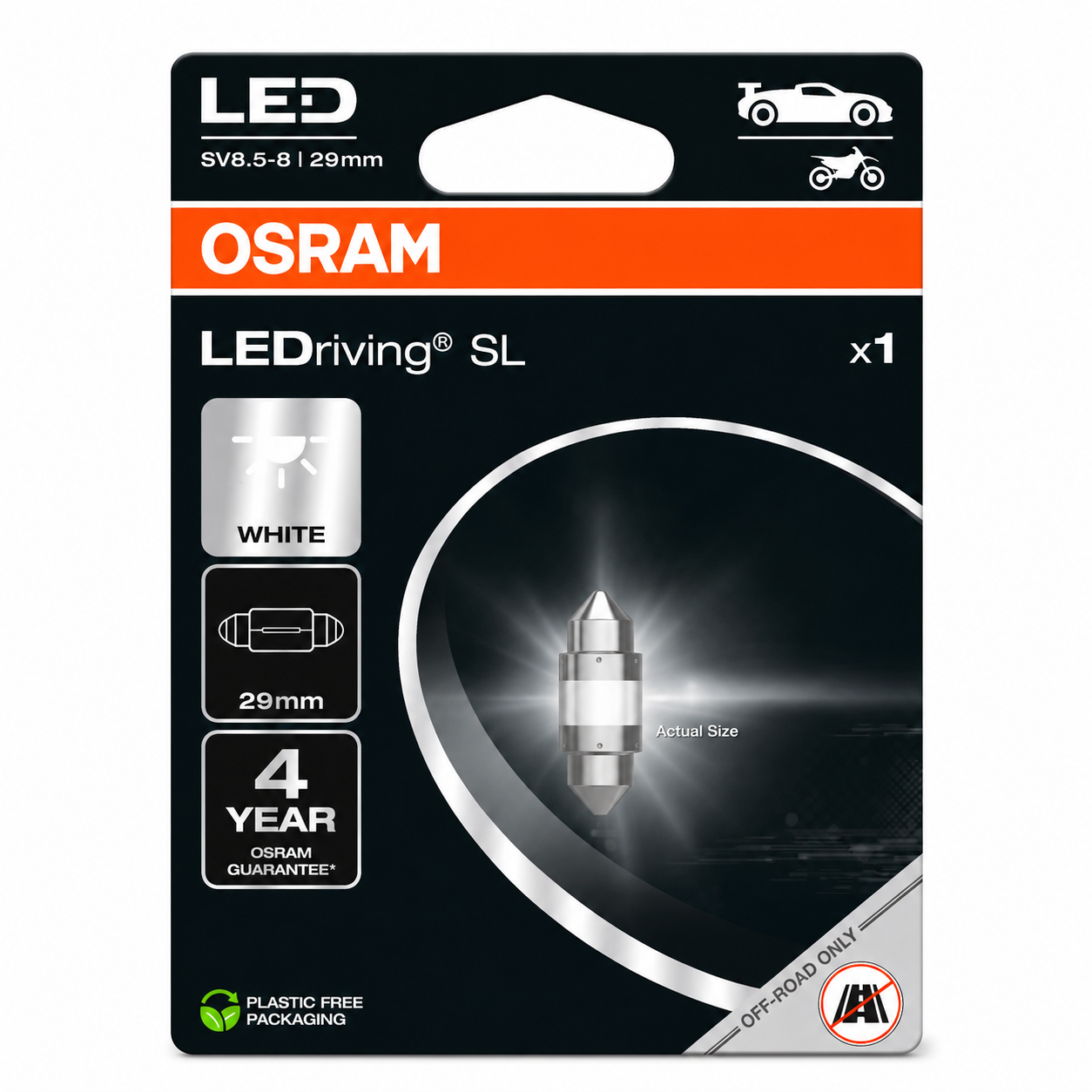 Bec auxiliar Osram LED 12V (C5W 29 mm) white 6000K blister 1 bucata