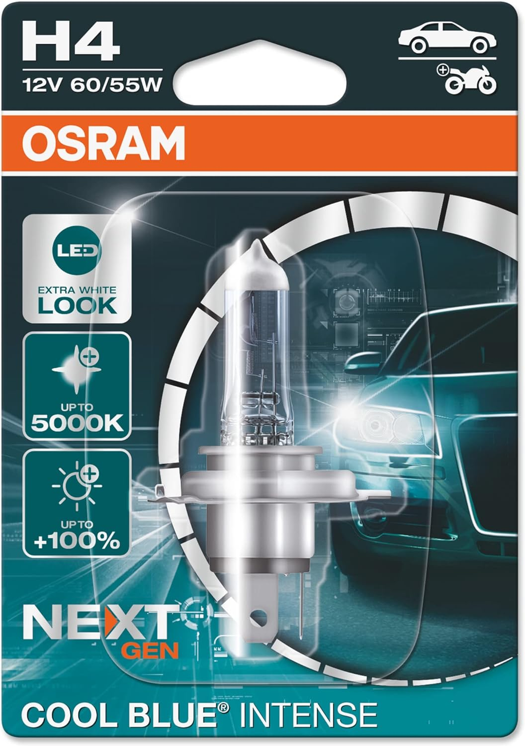 Bec halogen H4 blister 12V 60 55W Osram Cool Blue Intense NextGen