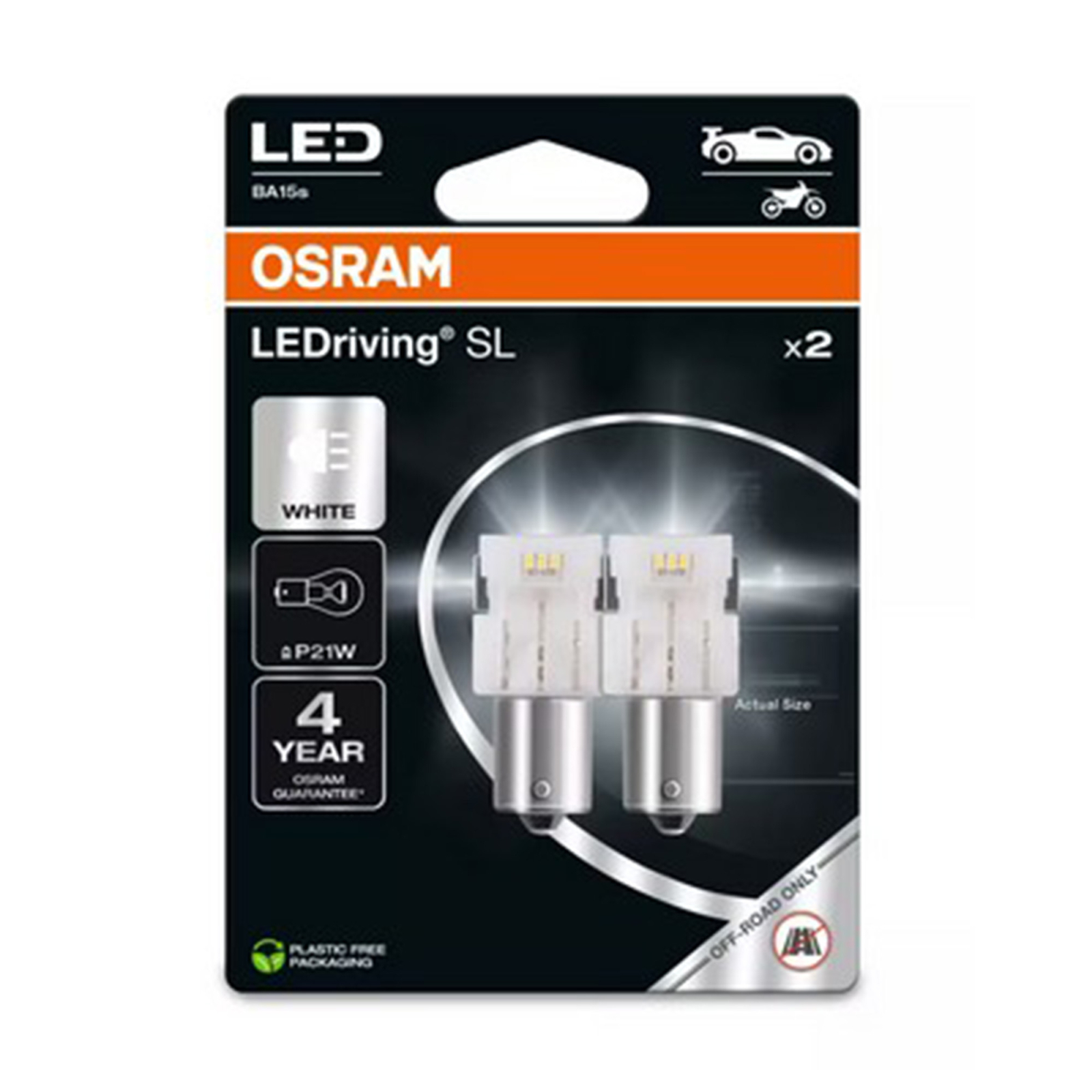 Set 2 Becuri LED OSRAM LEDriving SL P21W (7506DWP) - 6000K Cool White, 12V