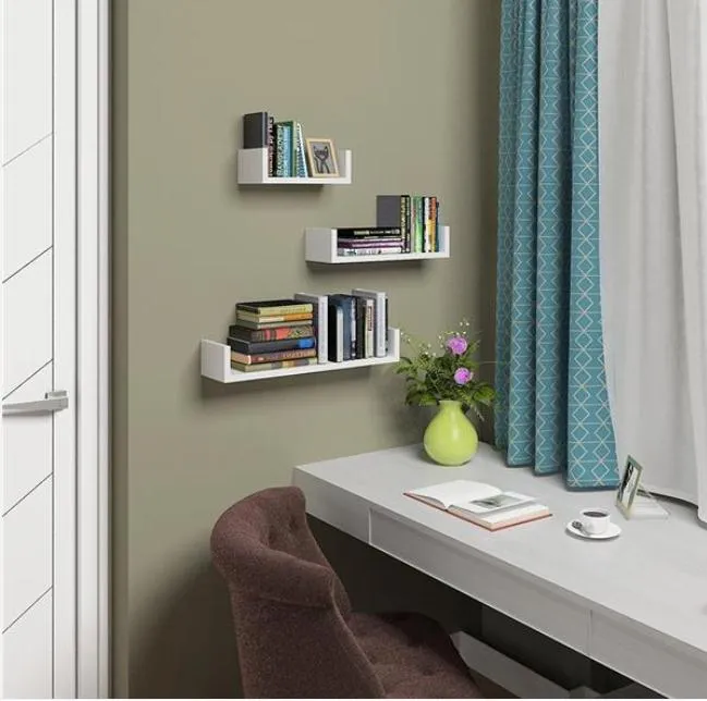 Set 3 polite decorative pentru perete, alb [2]