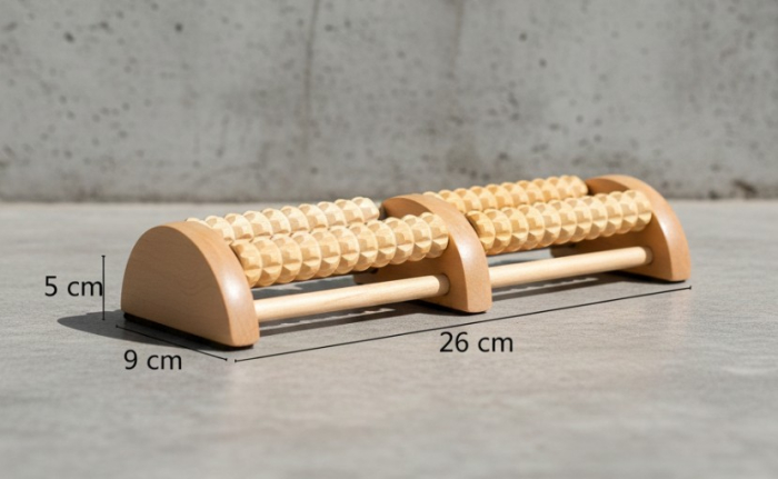 Aparat de masaj pentru picioare, cu 4 role, lemn, 26x9x5 cm [2]