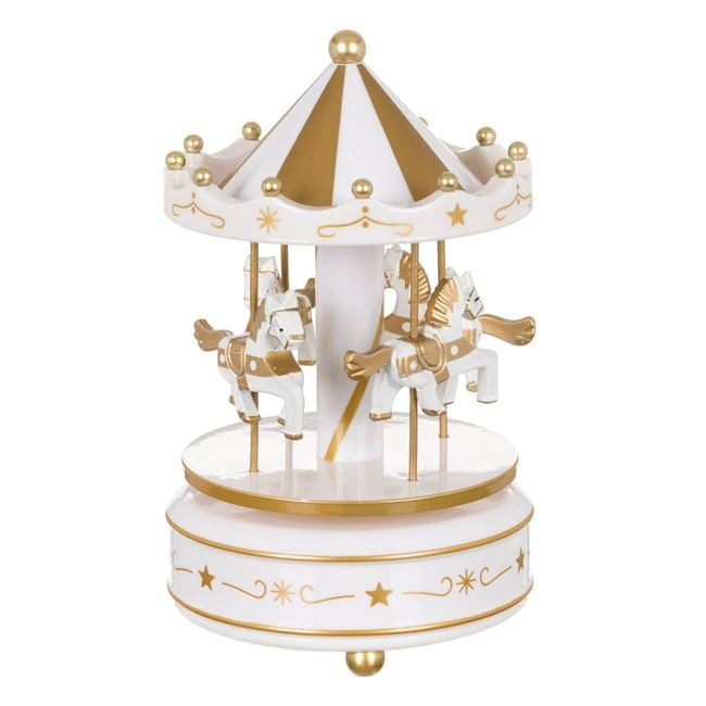 Carusel muzical de Craciun, alb-auriu, 4 melodii, 11x18 cm [1]
