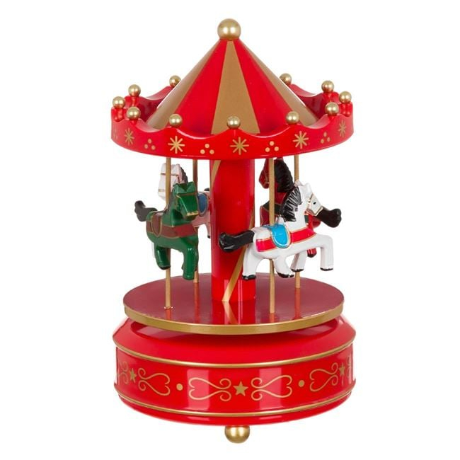 Carusel muzical de Craciun, rosu, 4 melodii, 11x18 cm [1]