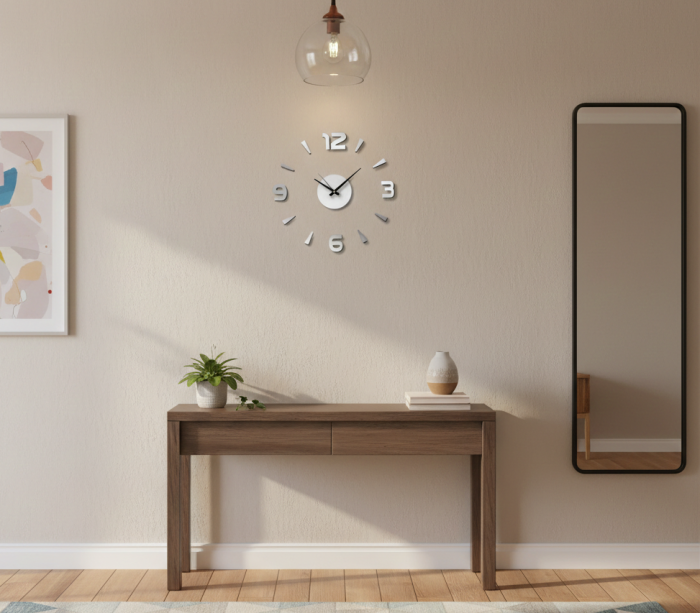 Ceas de perete argintiu DIY, 35 cm [2]