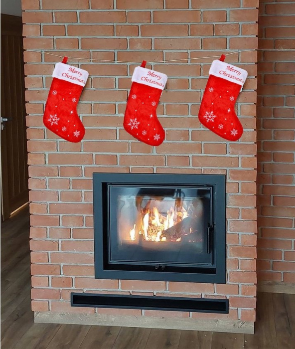 Cizmulita de Craciun catifelata, rosie - 41cm [1]