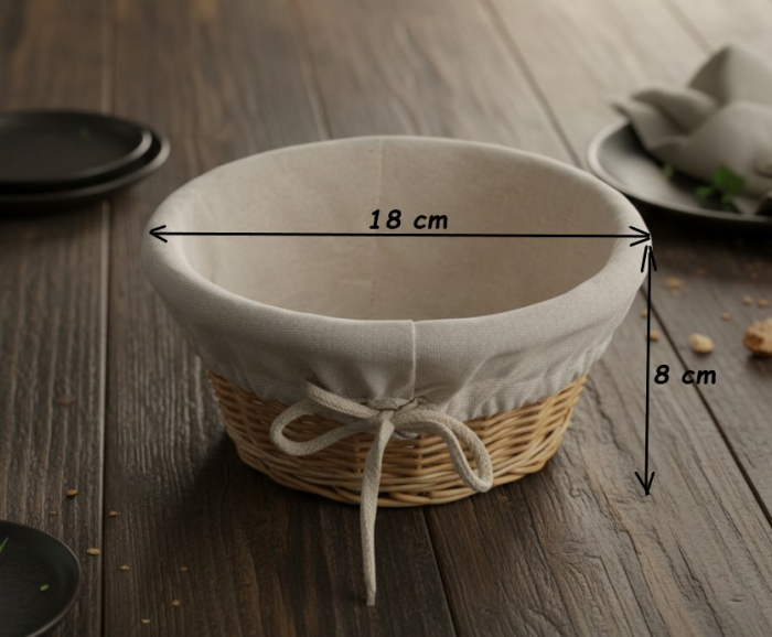 Cos paine, din rachita, husa din bumbac detasabila, 18x8 cm [4]