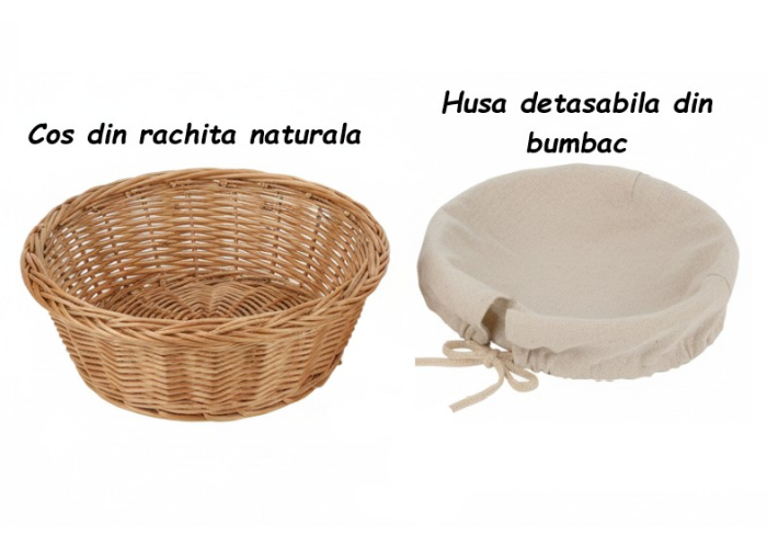 Cos paine, din rachita, husa din bumbac detasabila, 18x8 cm [5]