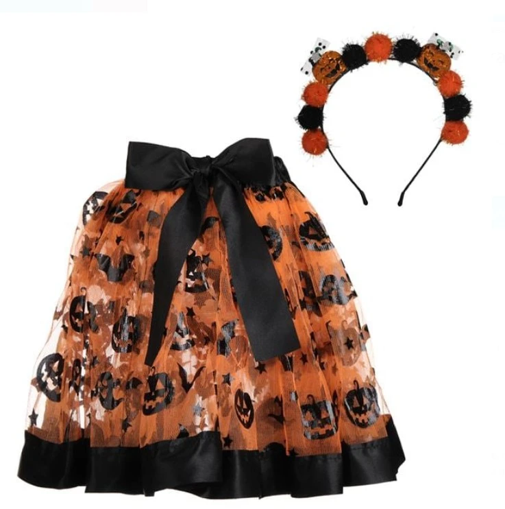 Costum vrajitoare , fusta tutu si bentita de par, Halloween , 5-8 ani [1]
