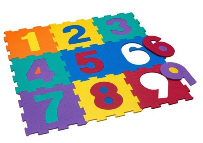 Covor din spuma, puzzle colorat cu cifre, 9 piese, 93x93 cm [2]
