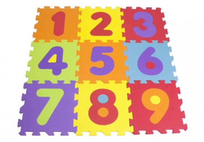 Covor din spuma, puzzle colorat cu cifre, 9 piese, 93x93 cm [4]