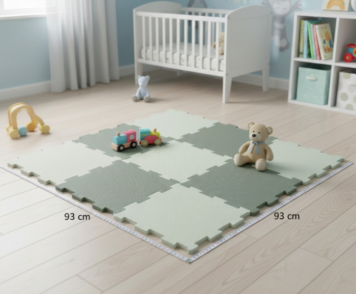 Covor din spuma, puzzle gri verzui, 9 piese, 93x93 cm [2]