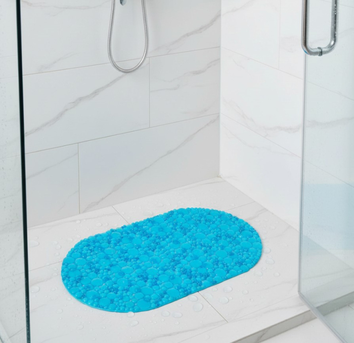 Covoras antiderapant pentru baie, albastru turcoaz, cu ventuze, 69x38 cm [3]