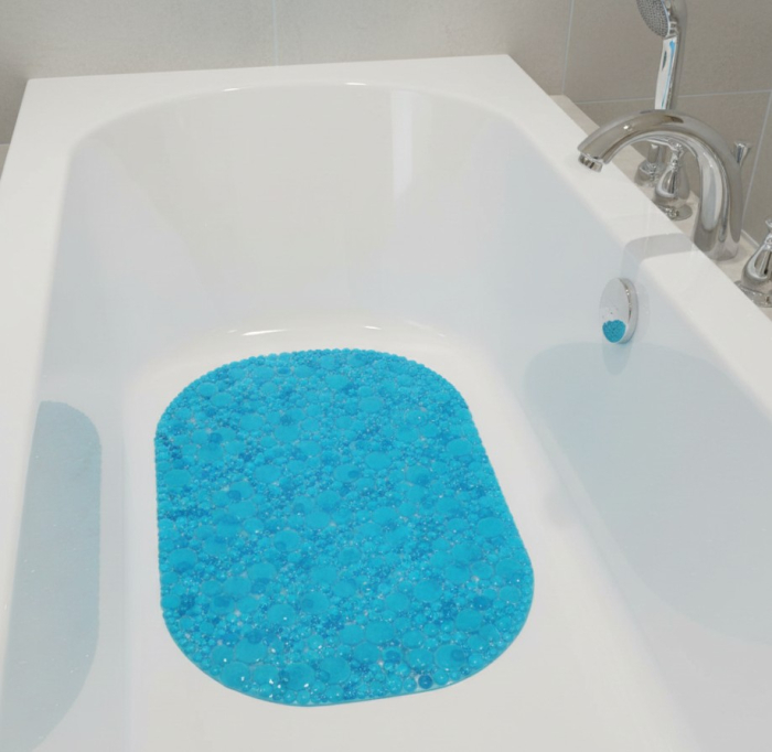 Covoras antiderapant pentru baie, albastru turcoaz, cu ventuze, 69x38 cm [2]
