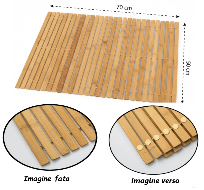 Covoras din bambus, suprafata antialunecare, 70x50 cm [3]