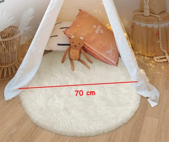 Covoras rotund, blanita sintetica, ecru, Ø 70 cm [2]