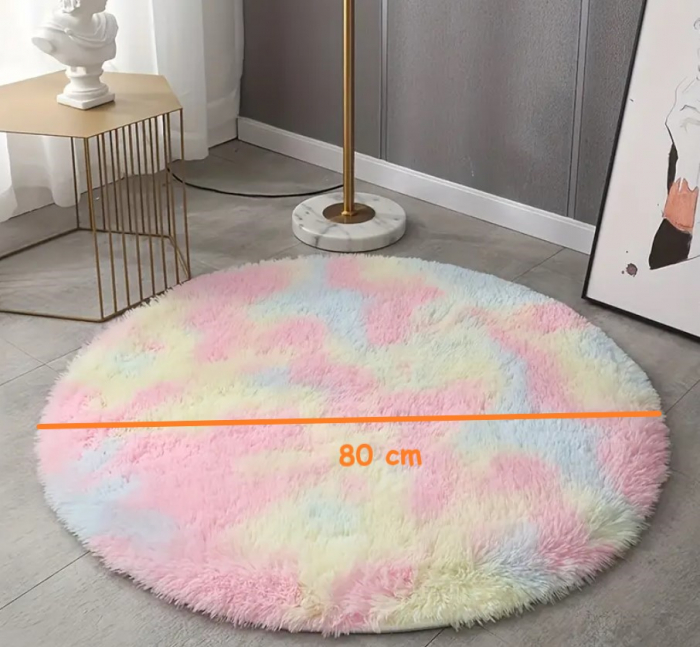 Covoras rotund, blanita sintetica, multicolor, Ø 80 cm [4]